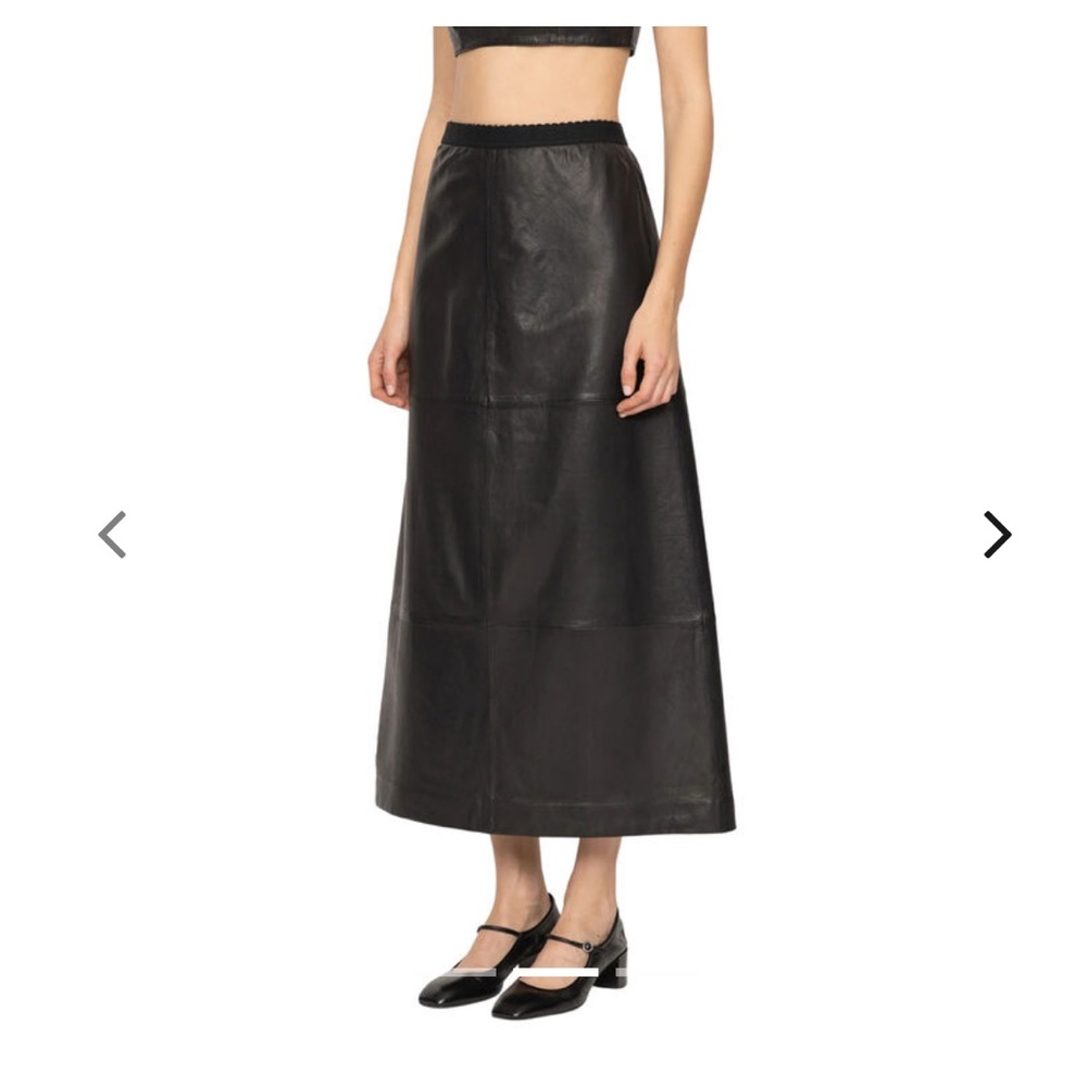 Sea New York Black Leather Maxi Skirt